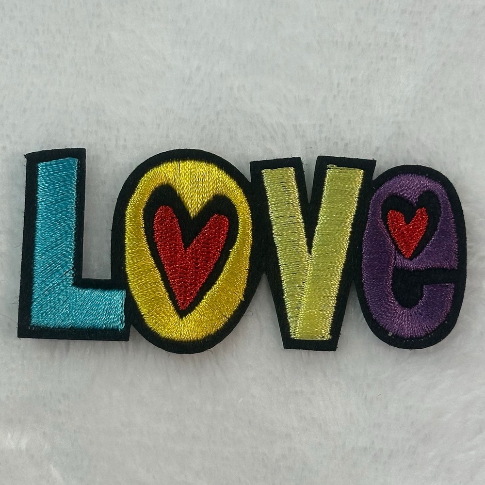LOVE Embroidered Patch  Multi New Iron‎ On Heart Applique
